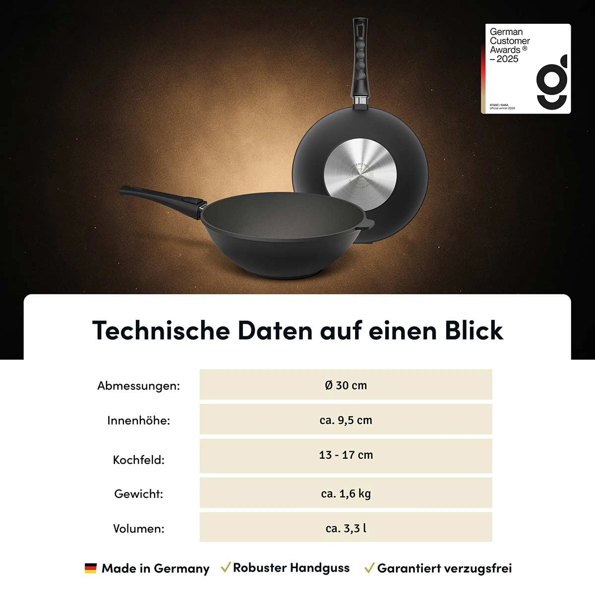 Wokpfanne Ø 30 cm | STONIQ | PFAS-FREI