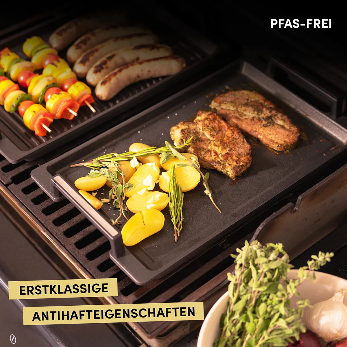 Teppanyakiplatte | Grillplatte mit Seitengriffen | PFAS-FREI