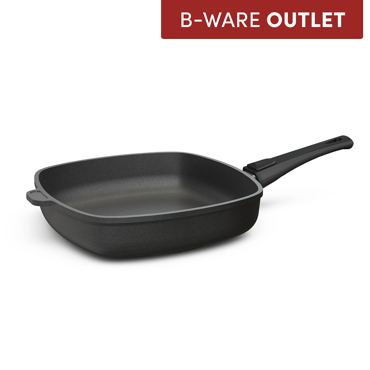 Die Viereckpfanne als B-Ware mit abnehmbarem Griff in stilvollem Anthrazit überzeugt durch Funktionalität und attraktiven Preis – trotz kleiner Schönheitsfehler.
