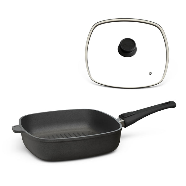 Grillpfanne eckig 26x26 cm I Deckel optional