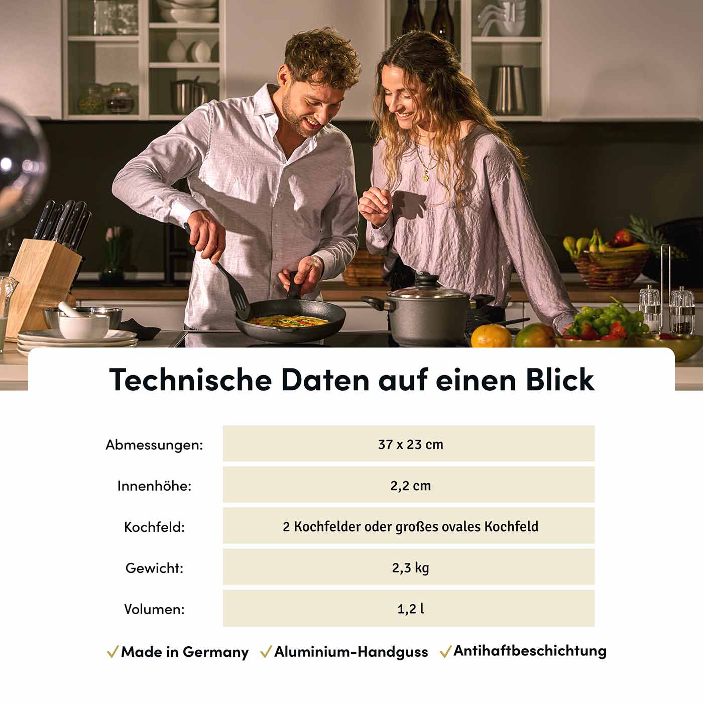 WOLL Grillplatte Aluminium 30x38cm - Backofenfest & Induktionsgeeignet Mit Diamond Versiegelung