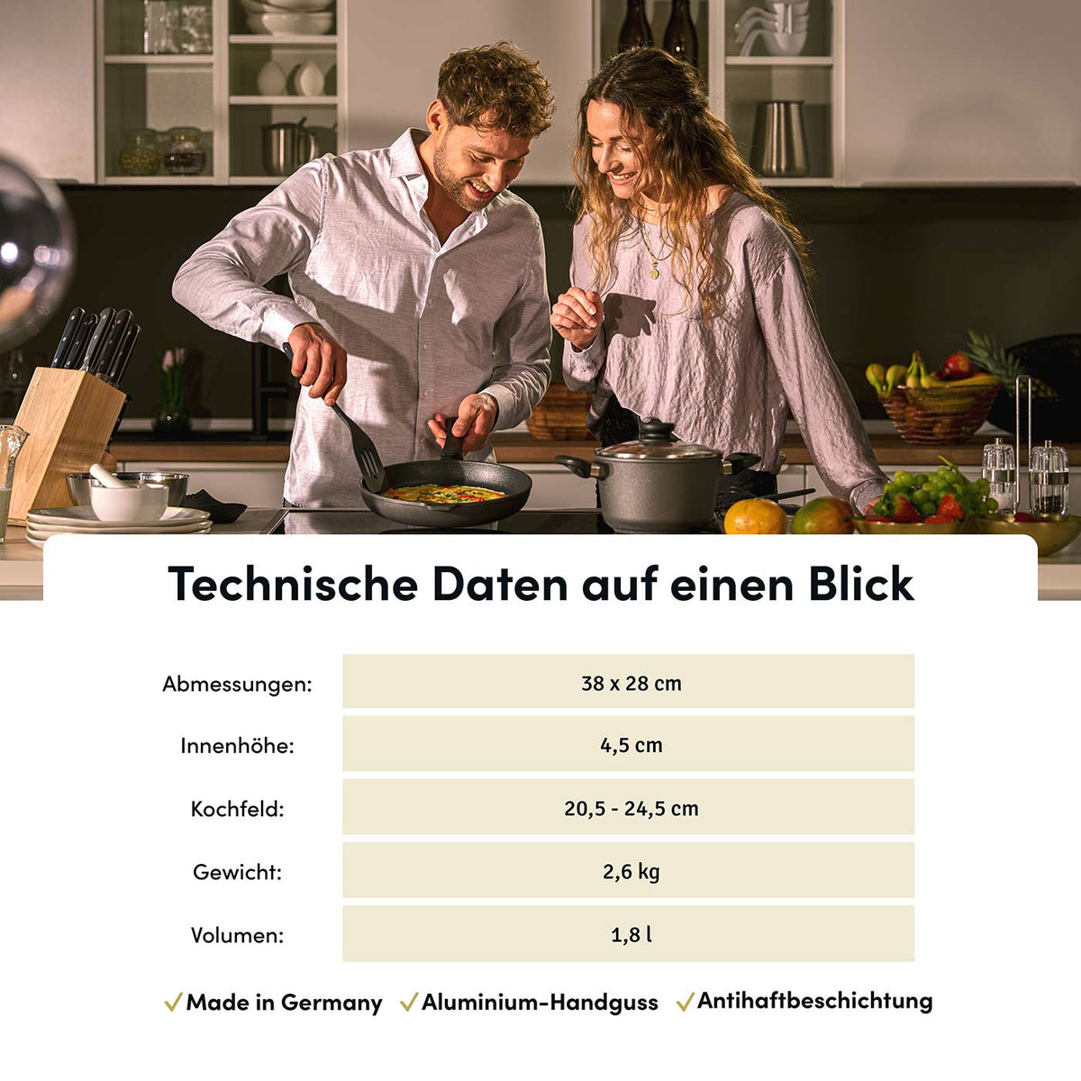 Schnitzelpfanne | Fischpfanne oval 38x28 cm | Deckel optional